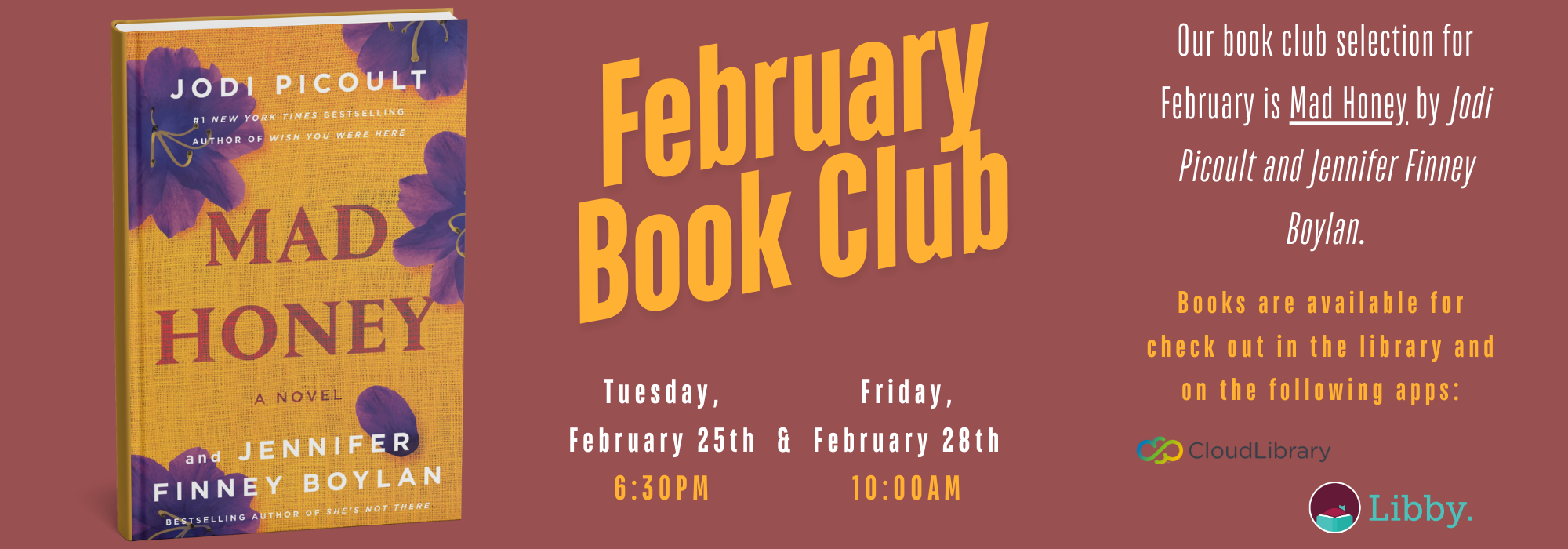 February Book Club on February 25th and February 28th